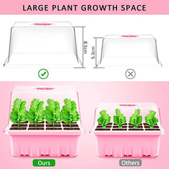 HomeBuddy Seed Starting Trays, 10 Pack 120 Cells Thicken Seed Starter Tray Kit with Humidity Dome/Heightened Lids Durable Growing Trays for Greenhouse & Gardens, Pink