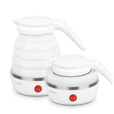 Nathome Travel Foldable Electric Kettle - Fast Water Boiling - Food Grade Silicone - Small, Collapsible, Portable - Boil Dry Protection - .6 Qt - 100/120v - 850W US Plug- White