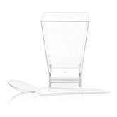 Sun & Sprouts 50 Plastic Party Cups for Dessert 5.4 oz - Serve Tiramisu, Parfait, Dip, Sundaes, Single Serve Desserts and More - Clear Plastic Tumbler Glasses - Mini Appetizer Dish or Square Bowl - by SticFigs
