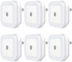 Sycees SC01 Plug-in LED Night Light Lamp with Dusk to Dawn Sensor for Hallway, Kitchen, Bathroom, Bedroom, Stairs, Daylight White, 6-Pack