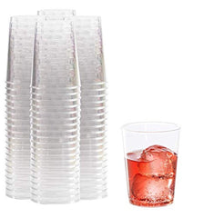 PRESTEE Clear Plastic Cups | 10 oz. 100 Pack | Hard Disposable Cups | Plastic Wine Cups | Plastic Cocktail Glasses | Large Plastic Drinking Cups | Plastic Party Punch Cups | Bulk Wedding Plastic Tumblers