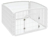 IRIS USA 24'' Exercise 4-Panel Pet Playpen with Door, Pearl White
