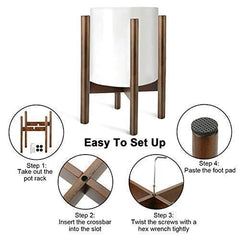 Plant Stand for Indoor & Outdoor, Fixget Detachable Wood Flower Pot Holder Planter Pot Stand Modern Home Decor Sturdy Plants Display Rack Pot Trivet Planter for House Garden Patio 10”x 14”