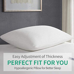 YOUMAKO Standard Size Shredded Memory Foam Pillow with Cooling Zippered Washable Bamboo Cover,Hypoallergenic Sleeping Bed Pillow for Home and Luxury Hotel