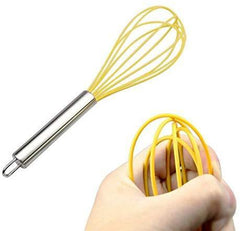 TEEVEA Silicone Whisk, Balloon Whisk Set, Wire Whisk, Egg Frother, Milk and Egg Beater Blender - Kitchen Utensils for Blending, Whisking, Beating, Stirring, Set of 3, Red,Yellow, Blue