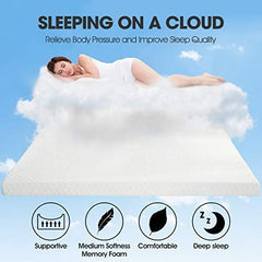 EMONIA Queen Mattress Topper - 3 inch Memory Foam Bed Mattress Pad with Bamboo Mattress Cover