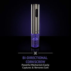 Ivation Wine Gift Set, Includes Stainless Steel Electric Wine Bottle Opener, Wine Aerator, Electric Vacuum Wine Preserver, 2 Bottle Stoppers, Foil Cutter & LED Charging Base