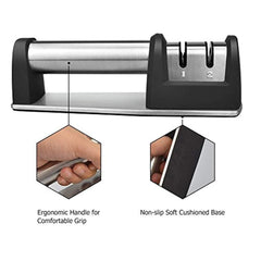 Professional Knife Sharpener for Straight and Serrated Knives, 2 Stage Diamond Coated Sharpening Wheel System, MRTONG