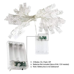 YOUTHUP 20 LED 2m Photo Clips String Lights Battery Operated Home Decor Lights for Hanging Photos Notes or Artwork Wall Decor (Warm White) by