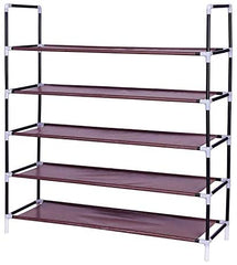 SoSo-BanTian1989 5-Tiers Shoe Rack 25 Pairs Non-Woven Fabric Shoe Storage Organizer Shoe Tower Cabinet,39 x 11 x 37inch (Black)