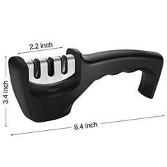 Knife Sharpener, Kitchen Knife Sharpener, 3-Stage Profession Knife Sharpening Tool, Helps Repair, Restore and Polish Blades, Ergonomic Design and Safe to Use