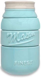 Sparrow Decor Mason Jar Measuring Cups Set - Set of 4 Ceramic Measuring Cups (1/4, 1/3, 1/2, 1 cup) in Rustic, Antique, Farmhouse Design Perfect for Your Kitchen by Sparrow Decor (Blue)