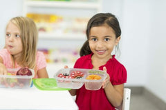 Sun & Sprouts 3 Compartment Containers - Reusable Bento Lunch box & Divided Food Storage (4 Pack) With Multi Colored Lids - Sunsella Buddy Box (Not Leakproof)