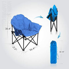 Camping World Reclining Folding Oversized Moon Saucer Chair with Cup Holder for Camping, Hiking - Saucer Support 500 LBS