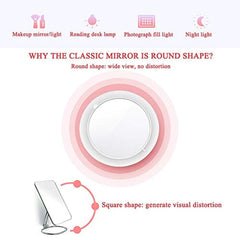 Dularf Cordless Lighted Makeup Mirror Rechargeable LED Wall Mounted Vanity Mirror Portable Clip Fill Light for Mobile Phone, with 5X Magnification Mirror and 360 Degree Swivel Rotation … (White)