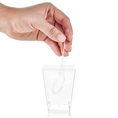 Sun & Sprouts 50 Plastic Party Cups for Dessert 5.4 oz - Serve Tiramisu, Parfait, Dip, Sundaes, Single Serve Desserts and More - Clear Plastic Tumbler Glasses - Mini Appetizer Dish or Square Bowl - by SticFigs