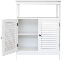 SoSo-BanTian1989 White Finish Pattern Design Console Sofa Entry Table with Shelf/Cabinet