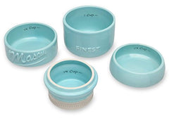 Sparrow Decor Mason Jar Measuring Cups Set - Set of 4 Ceramic Measuring Cups (1/4, 1/3, 1/2, 1 cup) in Rustic, Antique, Farmhouse Design Perfect for Your Kitchen by Sparrow Decor (Blue)