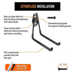 OUTAD 3 pcs Garage Hooks With Screw Included, Extended Wall Mount U Hook with Anti Slip Coating for Shop Home Garage Chair Ladder Tool Bulk Holder Organizer | Strong Iron Non Scratch Utility Hooks