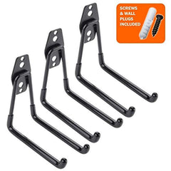 OUTAD 3 pcs Garage Hooks With Screw Included, Extended Wall Mount U Hook with Anti Slip Coating for Shop Home Garage Chair Ladder Tool Bulk Holder Organizer | Strong Iron Non Scratch Utility Hooks