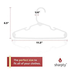 Sharpty White Children's Hangers Plastic, Kids Hangers Ideal for Everyday Standard Use, Baby Hangers (Kids 60 Pack)