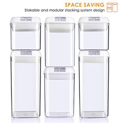 ME.FAN Air-Tight Food Storage Container Set - 6-Piece Set - Durable Plastic - BPA Free - Clear Containers with White Lids