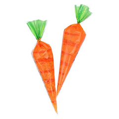 eborder 100 Piece Easter Carrot Cone Cello Bags Cellophane Treat Bags for Candies Handmade Cookies with Gold Twist Ties, 16 by 8 Inch