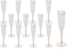 60 pc Gold Glitter Classicware Glass Like Champagne Wedding Parties Toasting Flutes (1 Box = Quantity 60)