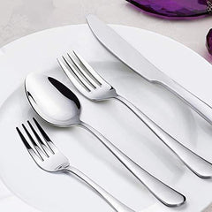 24-Piece Silverware Set, Flatware Set Mirror Teivio Polished, Dishwasher Safe Service for 4, Include Steak Knife/Fork/Spoon