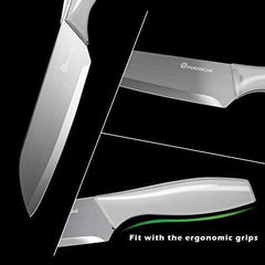 POENSCAE Kitchen Knife Set,Stainless Steel Knife Set with Block, 5 Piece Block Knife Set with Germany Stainless Steel Forged