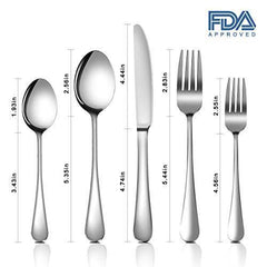 Silverware Set,MASSUGAR 20-Piece Silverware Flatware Cutlery Set, Stainless Steel Utensils Service for 4, Include Knife/Fork/Spoon, Mirror Polished (20-Piece)