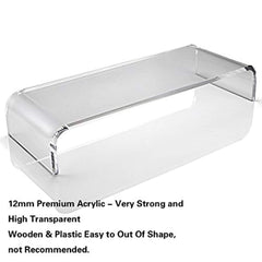 Clear Acrylic Computer Monitor Stand Holder, Acrylic Monitor Riser for Office Home Desktop, Desktop Computer Monitor Stands for Laptop Screen TV Monitor, Keyboard Storage, Desk Riser Shelf Sturdy