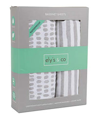 Waterproof Crib Sheet | Toddler Sheet no Need for Crib Mattress Pad Cover or Protector I Taupe Splash and Stripes by Ely's & Co. (Bassinet)