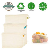 Reusable Cotton Bags, Produce Bags Vegetable Bags Fruit Bags Reusable Produce Grocery bags Reusable Mesh Bags Organic Produce Bags Eco Bag Set Of 6(2 Small, 2 Medium, 2 Large)