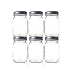 Seacoast 16 Oz Mason Jars, Regular Mouth With Steel Lids, (Set of 6)