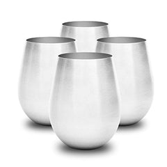 Stainless Steel Wine Glass Set is Stylish & Sturdy, Unbreakable Wine Glass Won't Fog or Scratch. Stemless Wine Tumblers Make Great Travel Or Camping Wine Glasses. Perfect Gift, Easy To Clean Wine Cups