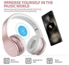 AILIHEN A80 Bluetooth Wireless Headphones Over Ear with Mic Hi-Fi Stereo Wired Foldable Headsets, Soft Earpads, Support with TF Card/MP3 Mode, 25H Playtime for Travel TV PC Cellphone (Rose Gold)