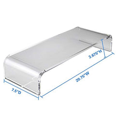 Clear Acrylic Computer Monitor Stand Holder, Acrylic Monitor Riser for Office Home Desktop, Desktop Computer Monitor Stands for Laptop Screen TV Monitor, Keyboard Storage, Desk Riser Shelf Sturdy
