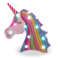 Pooqla LED Unicornio Night Light Lamp Kids Marquee Lights Unicorn Shape Signs Light Up Christmas Party Wall Decoration Battery Operated (Pink)