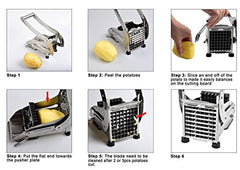 French Fry Cutter, Sopito Stainless Steel Potato Slicer Vegetables Fruit Chopper and Dicer with 2 Size Interchangeable Blades and Strong-Hold Suction Pads for Potatoes, Veggie Sticks