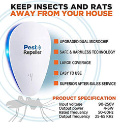 JALL Upgraded Ultrasonic Pest Repeller Plug in Pest Control, Set of 4 Electric Repellent for Cockroach, Mosquito, Mice, Rat, Roach, Spider, Flea, Ant, Fly, Bed Bugs, No Traps Poison & Spraye