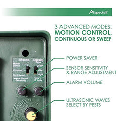 Aspectek Upgraded Powerful Yard Sentinel, Outdoor Electronic Pest Animal Ultrasonic Repeller, with Ac Adaptor, Extension Cord For Rat, Mouse, Deer Raccoon Rabbits Birds