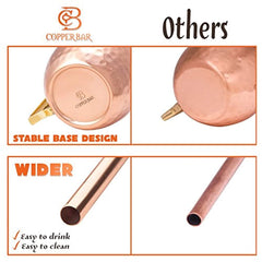 Moscow Mule Mugs 100% Solid Copper, FOOD SAFE, Gift Set of 2, 16oz, Hammered, No Nickel, BONUS: 2 Straws + 1 Shot Glass + Stirrer & 2 E-Books by Copper-Bar