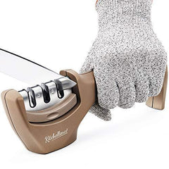 Manual Knife Sharpener,Kitchen Knife Sharpeners - 3 Stage Diamond Coated, Tungsten and Ceramic Wheel System