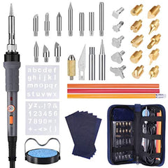 43PCS Wood Burning Kit, Woodburning Tool with Soldering Iron, Wood Burning/Soldering/Carving/Embossing Tips, Stand, Pencil, Carbon Transfer Paper, Stencil, Carrying Case by Holife