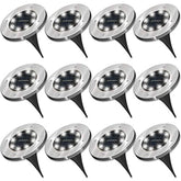 Sunco Lighting 12 Pack Solar Path Lights, Dusk-to-Dawn, Cross Spike Stake for Easy in Ground Install, Solar Powered LED Landscape Lighting - RoHS/CE