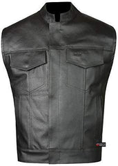 SOA Men's Leather Vest Anarchy Motorcycle Biker Club Concealed Carry Outlaws S