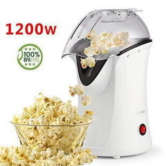 Hot Air Popcorn Popper, Popcorn Maker, 1200W Electric Popcorn Machine with Measuring Cup and Removable Lid, Healthy Popcorn Maker for Home, No Oil Needed, Great For Kids (White)