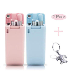 " Collapsible Reusable straw Packs, BPA Free, Tiny, Portable, Eco-Friendly, Wildlife Saving, Ocean Friendly, Bar Accessories, Tiny, Cleaning brush, Case and Key-Chain for easy Traveling … (Blue)"