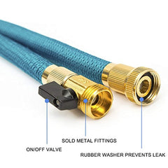 OUTAD Expandable Garden Hose, 50ft Flexible Expanding Hose with Natural Triple Layer Latex Core,Solid Brass Connector (with Valve), Storage Sack, Hose Holder and 8 Pattern Spray Nozzle,Blue